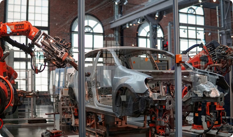 현대적인 자동차 공장 이미지