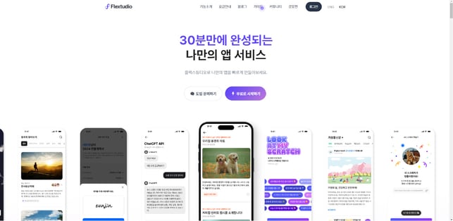 로우코드 앱 개발 플랫폼 플렉스튜디오 기술 문서 활용법 가이드 버튼
